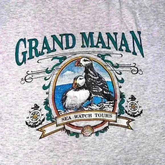 VTG 1980s Hanes Made in USA  Single Stitch Grand Manna Sea T-shirt Grey Large - Picture 6 of 6